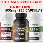Kit 3 Potes: Ashwagandha, Moringa e Maca Peruana