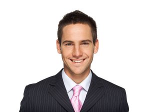 Man in stripped suit