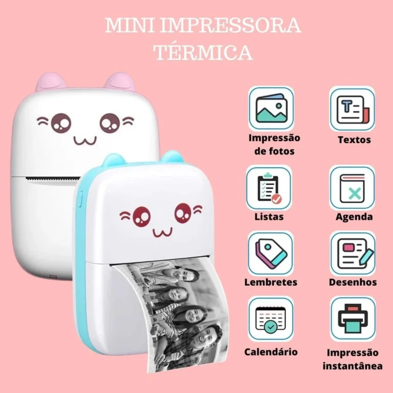 Mini Impressora Portátil Térmica Sem Fio – Imprimi foto e nota // Android e IOS