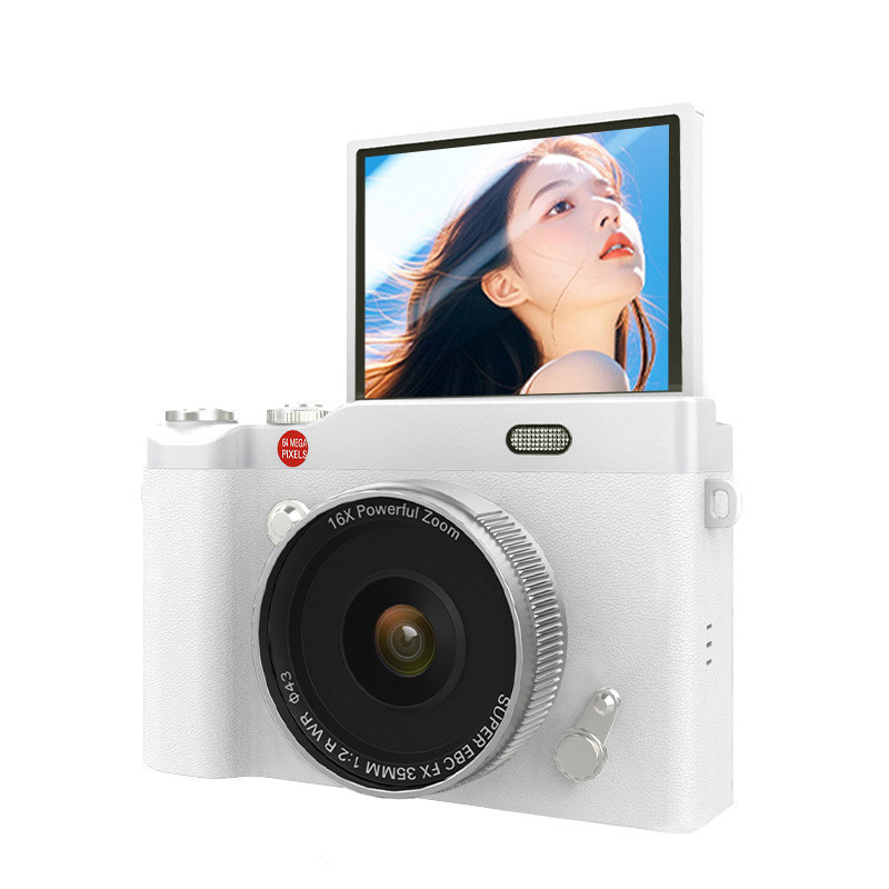Camera Digital 64Mp Zoom 16X - Câmera Digital 64MP Profissional 4K Zoom 16X CCD Tela Flip 180° Selfie Vlog Alta…