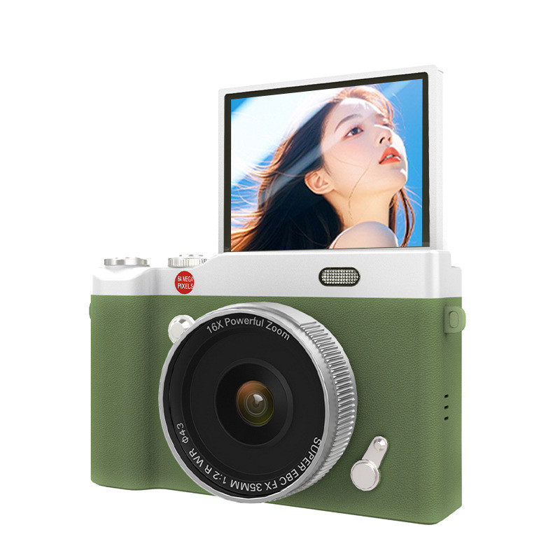 Camera Digital 64Mp Zoom 16X - Câmera Digital 64MP Profissional 4K Zoom 16X CCD Tela Flip 180° Selfie Vlog Alta…
