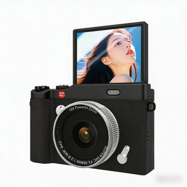 Câmera Digital 64MP Profissional 4K Zoom 16X CCD Tela Flip 180° Selfie Vlog Alta Resolução Estudante Portátil 2026