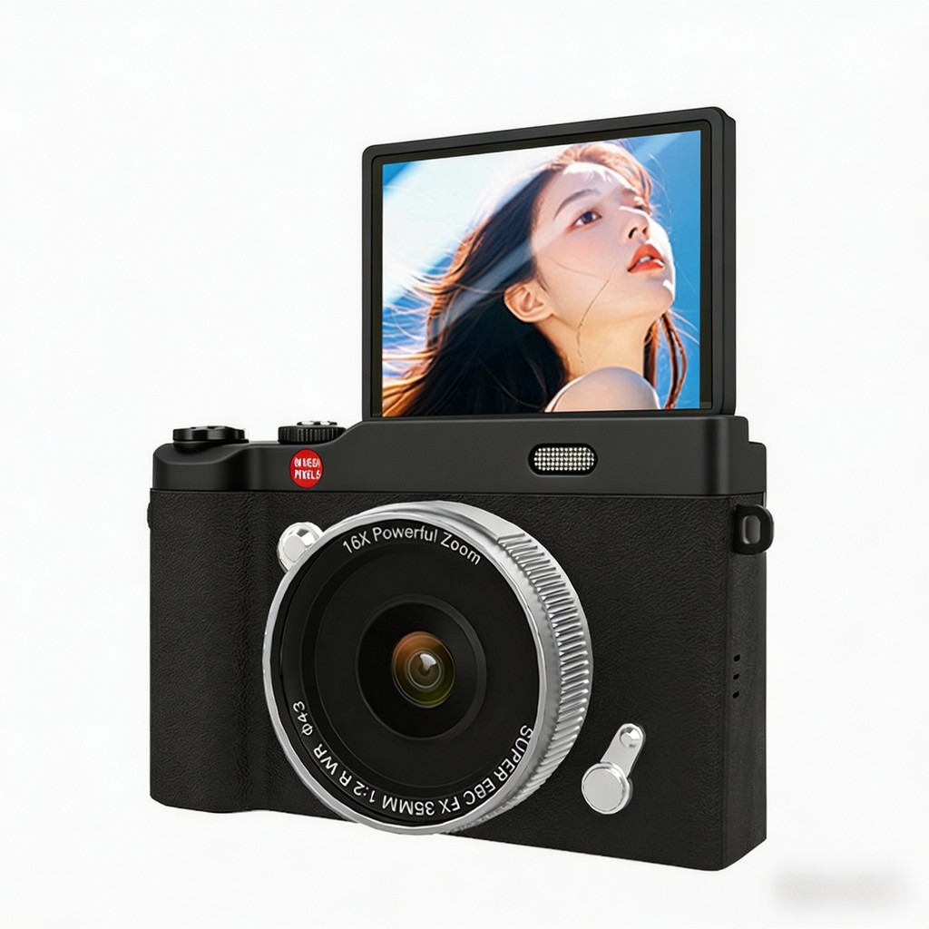 Camera Digital 64Mp Zoom 16X - Câmera Digital 64MP Profissional 4K Zoom 16X CCD Tela Flip 180° Selfie Vlog Alta…