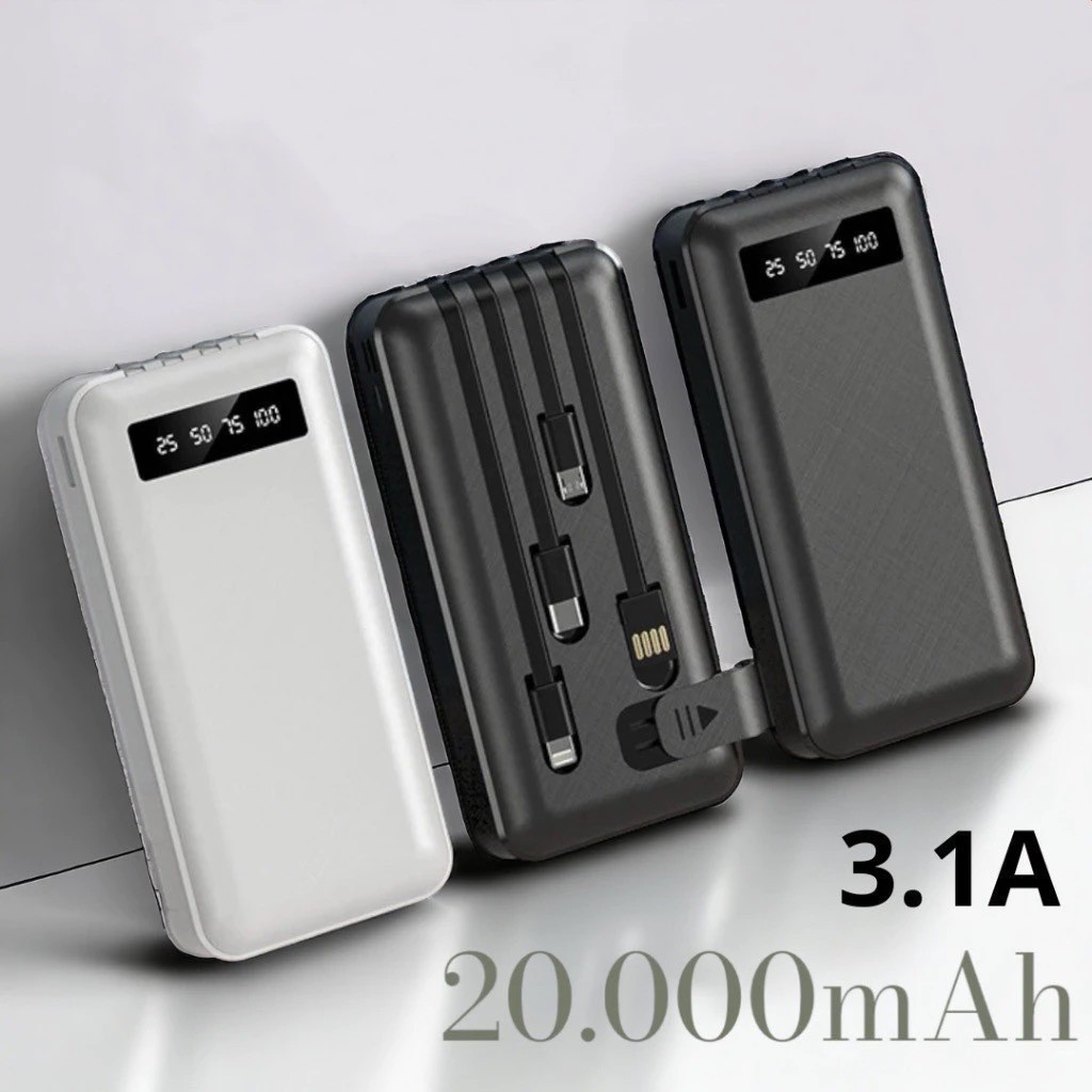 Carregador Power Bank Celular 20000Mah - Carregador Power Bank Portátil de celular 20000mah Universal Saida 4 Cabos…