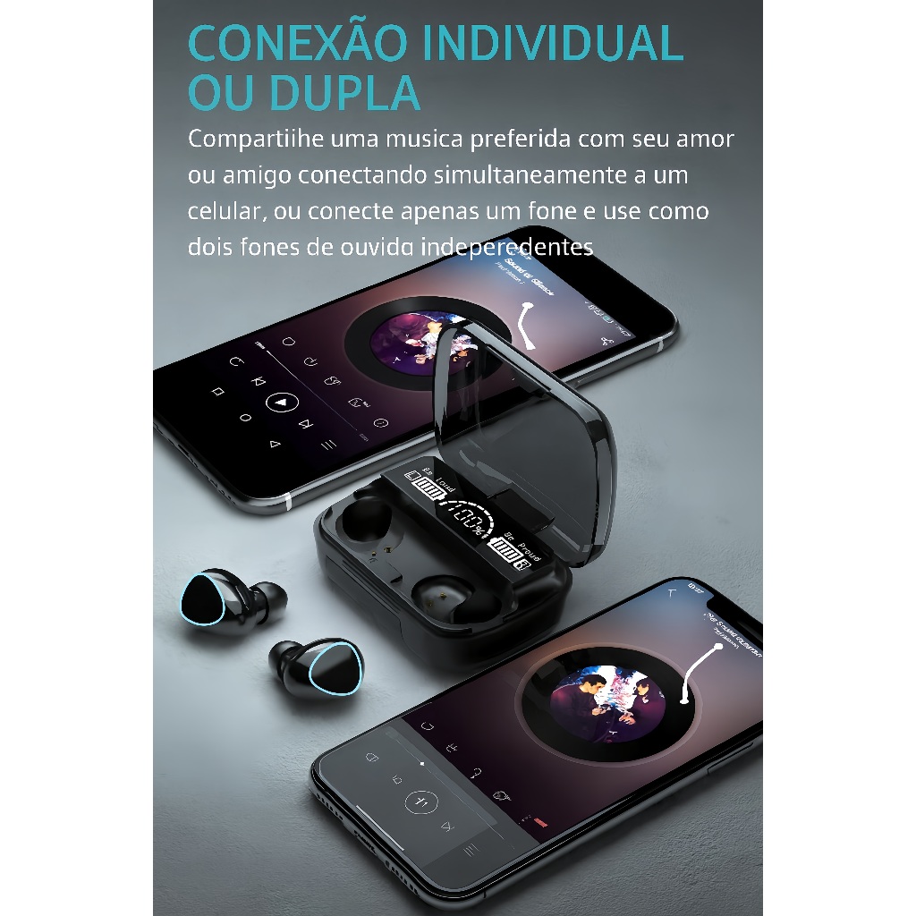 Fone M10 Ouvido Bluetooth Fio - Fone M10 Fone De Ouvido Bluetooth Sem Fio Sem Fio Tws Estéreo Power Bank