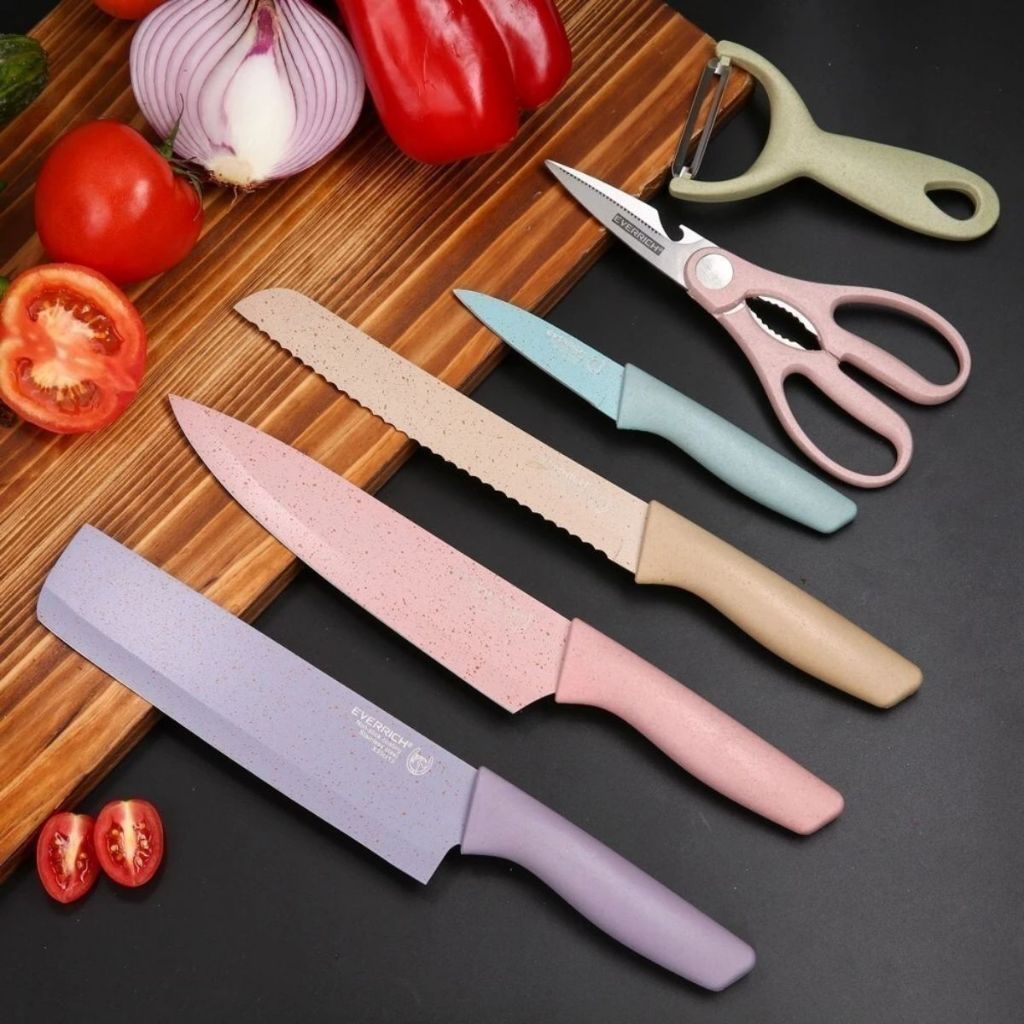 6 Pecas Conjunto Faca Carne - Kit 6 Peças Conjunto de Faca Carne Cutelo Legumes Aço Carbono Descascador Tesoura…