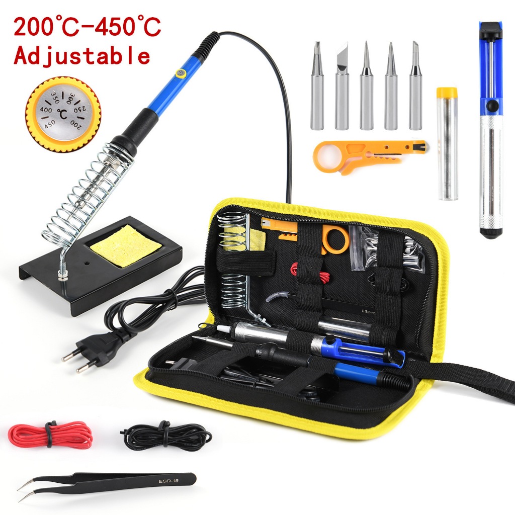 Estacao Solda Eletrico 15 Pecas - Kit Estação De Solda Elétrico Portátil Com 15 Peças 60w