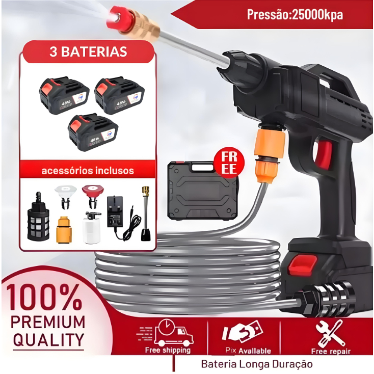 Lavadora Alta Pressao Recarregavel Carros - Lavadora de Alta Pressão Portátil Recarregável Para Carros E Jardins Linha…