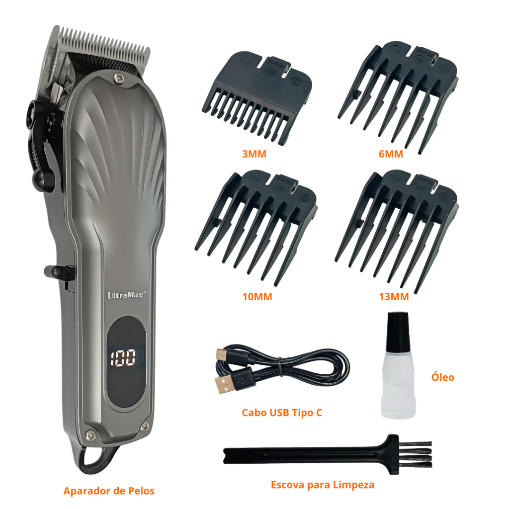 Maquina Cortar Cabelo Barba Recarregave - Máquina De Cortar Cabelo e Barba Profissional Portátil Recarregáve com visor…