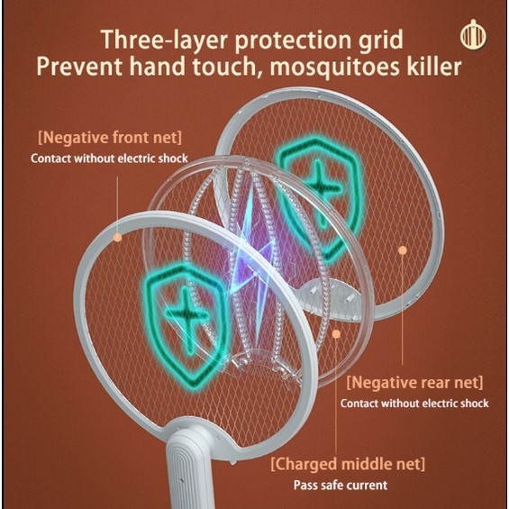 Mata Mosquitos 2 1 Raquete - Mata Mosquitos 2 Em 1 Raquete Recarregável Com Lâmpada UV 3000V USB TOP