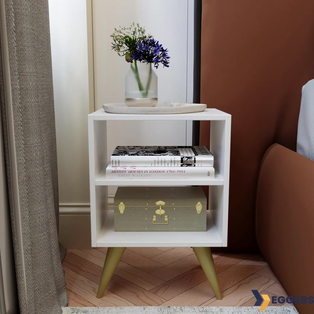 Mesa Cabeceira Retro Compacta Nicho - Mesa de Cabeceira Retrô Compacta com Nicho para Quarto Sala Casal ou Solteiro…