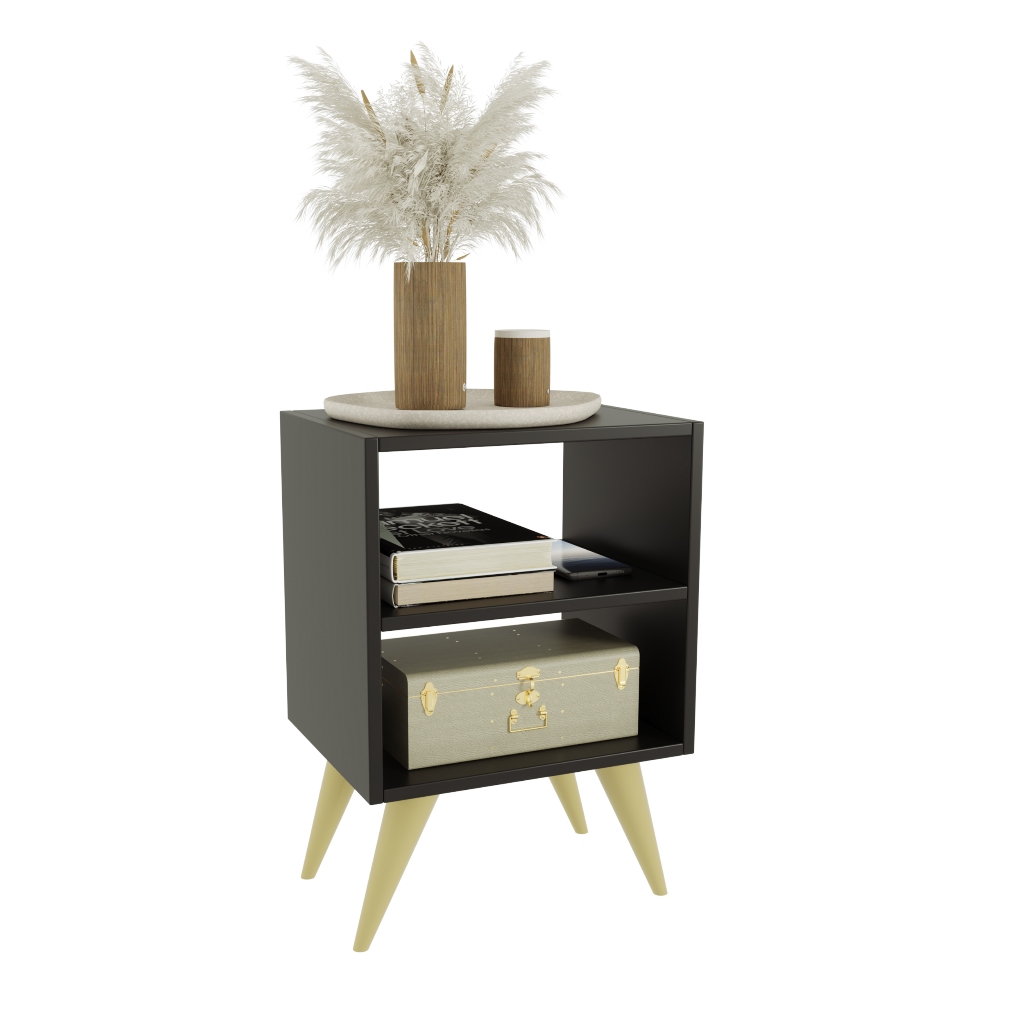 Mesa Cabeceira Retro Compacta Nicho - Mesa de Cabeceira Retrô Compacta com Nicho para Quarto Sala Casal ou Solteiro…