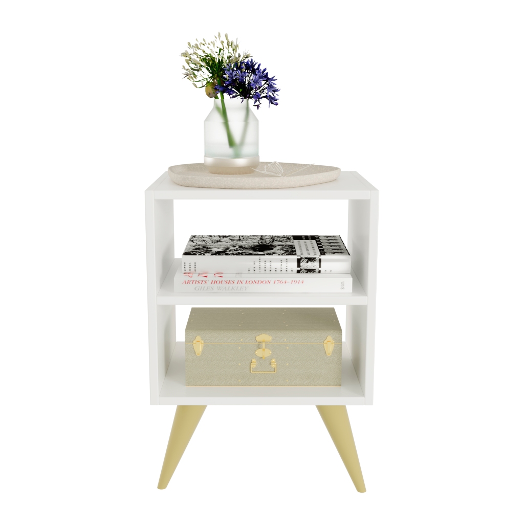 Mesa Cabeceira Retro Compacta Nicho - Mesa de Cabeceira Retrô Compacta com Nicho para Quarto Sala Casal ou Solteiro…