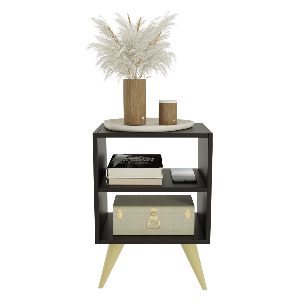 Mesa Cabeceira Retro Compacta Nicho - Mesa de Cabeceira Retrô Compacta com Nicho para Quarto Sala Casal ou Solteiro…