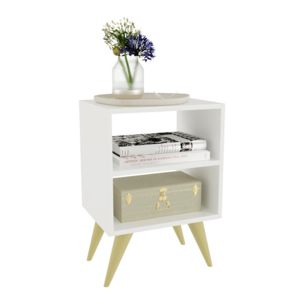 Mesa Cabeceira Retro Compacta Nicho - Mesa de Cabeceira Retrô Compacta com Nicho para Quarto Sala Casal ou Solteiro…