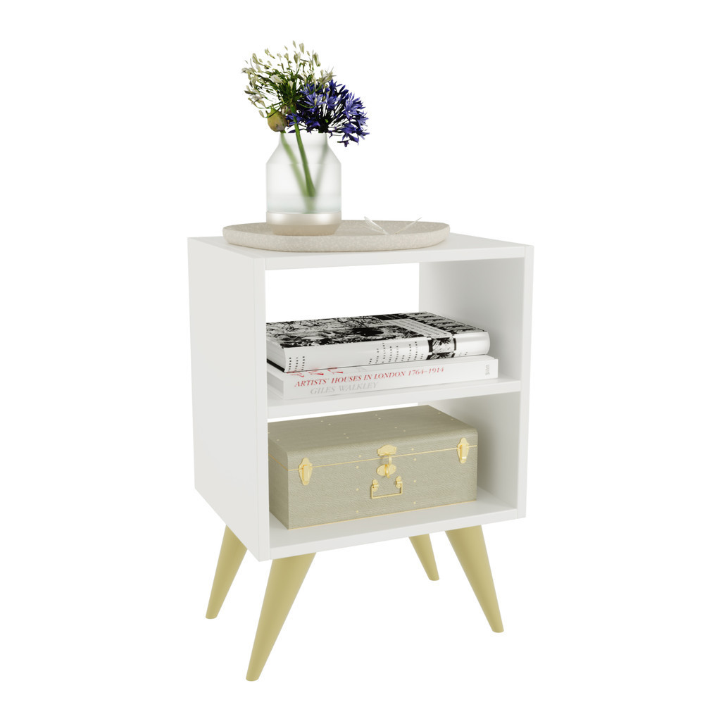 Mesa Cabeceira Retro Compacta Nicho - Mesa de Cabeceira Retrô Compacta com Nicho para Quarto Sala Casal ou Solteiro…
