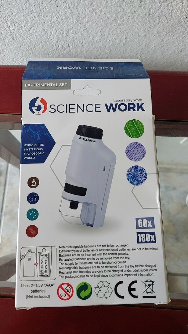 Mini Microscopio Mao Zoom 60X - Mini Microscópio De Mão Portátil Com Zoom 60X-180X Para Plantas Infantis para crianças