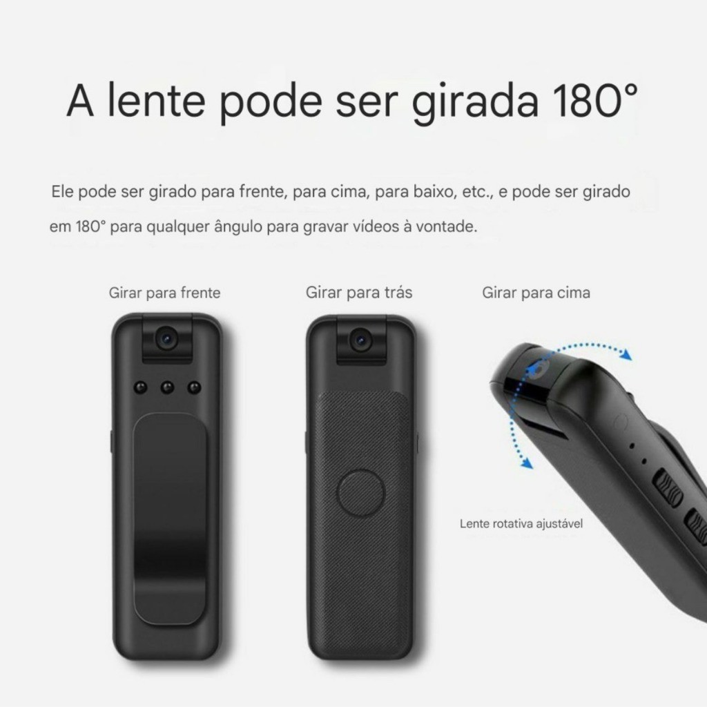 Mini Camera 1080P Projeto Grampo - Mini câmera Portátil HD 1080P Do Projeto Grampo Traseiro WiFi visualização Remota…