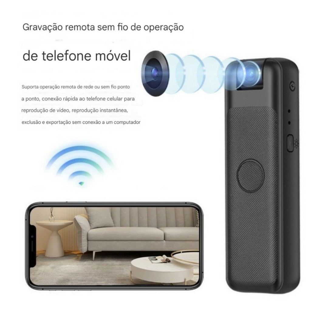 Mini Camera 1080P Projeto Grampo - Mini câmera Portátil HD 1080P Do Projeto Grampo Traseiro WiFi visualização Remota…