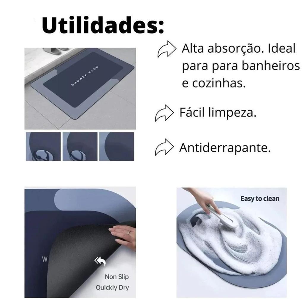 Tapete Banheiro Antiderrapante Absorvente Secagem - Tapete Banheiro Antiderrapante Absorvente de Secagem Rápida…