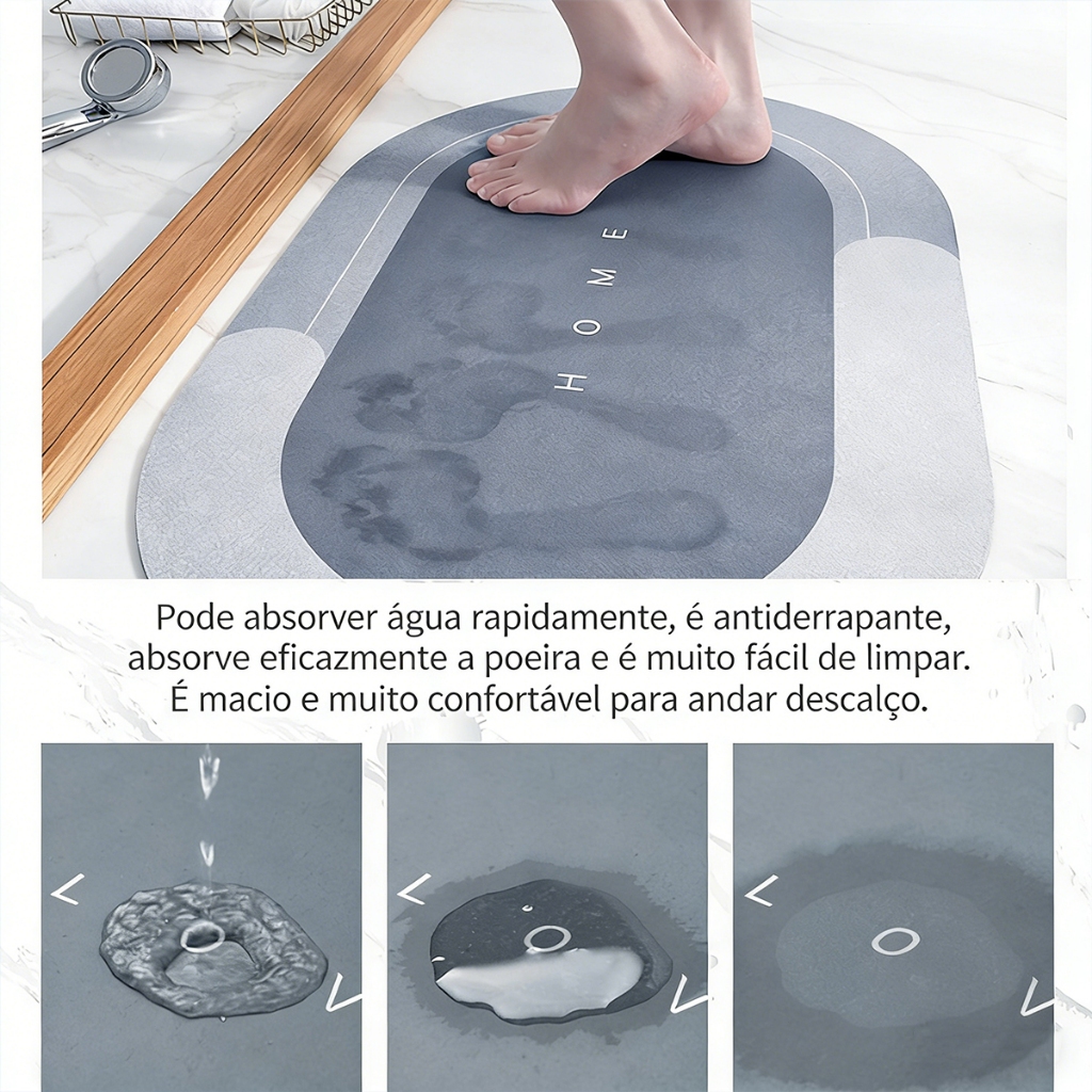 Tapete Banheiro Antiderrapante Absorvente Secagem - Tapete Banheiro Antiderrapante Absorvente de Secagem Rápida…