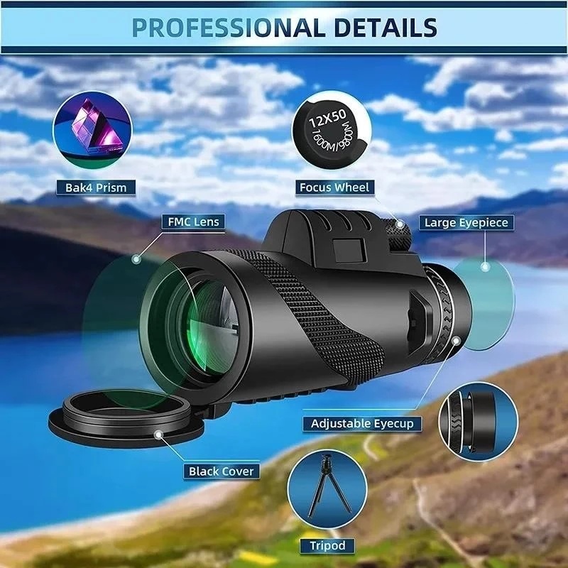 Telescopio Monocular 80X100 Tripe Celular - Telescópio Monocular portátil 80x100 HD com tripé - celular compatível…
