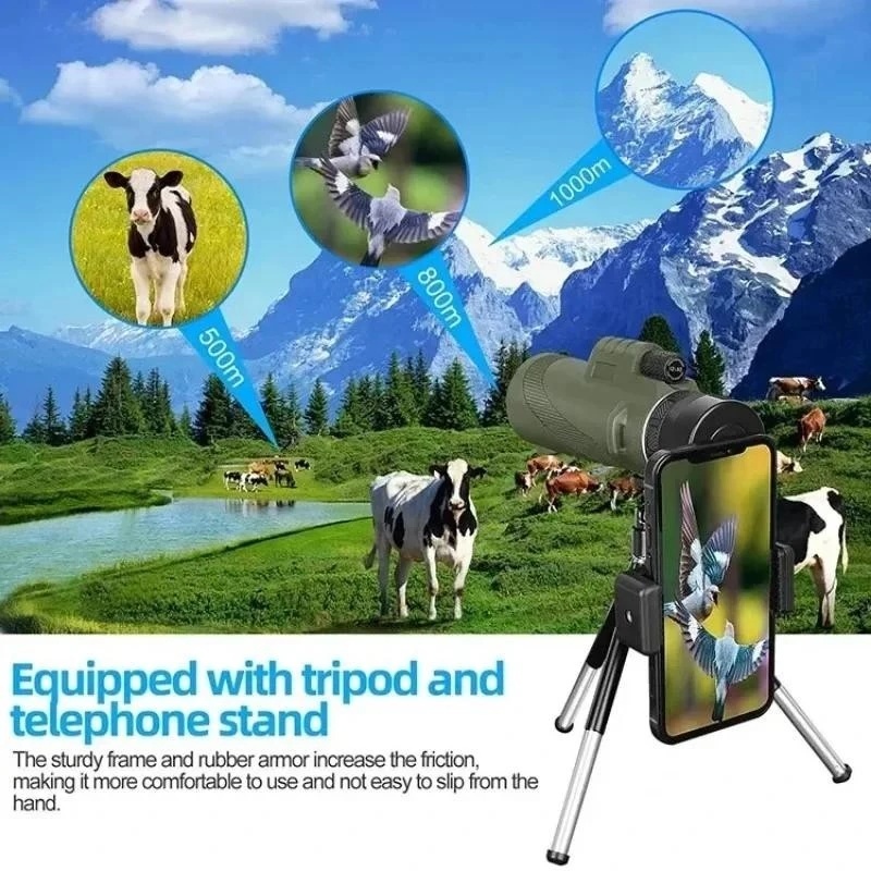 Telescopio Monocular 80X100 Tripe Celular - Telescópio Monocular portátil 80x100 HD com tripé - celular compatível…