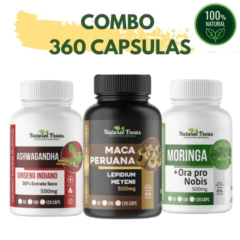 Combo Moringa + Ashwagandha + Maca peruana negra + [BRINDE GRÁTIS]
