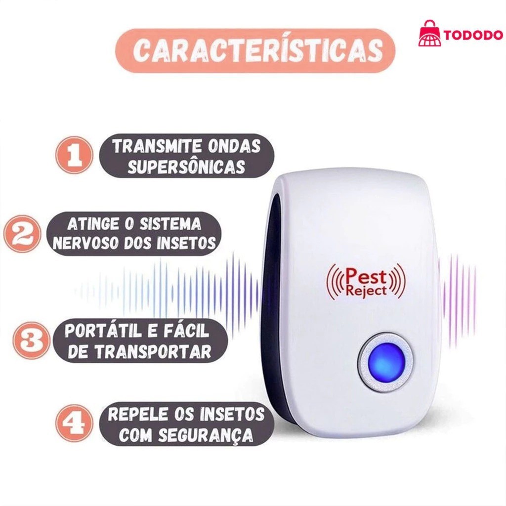 1 2 3 4Unidade Repelente - 1/2/3/4unidade Repelente Eletrônico Ultrassônico Mosca Pernilongos Baratas Morcegos repele…
