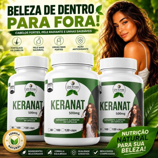 Keranat 500Mg 120 Capsulas Praticidade - KERANAT 500MG 120 CÁPSULAS - PRATICIDADE E QUALIDADE PARA SUA ROTINA